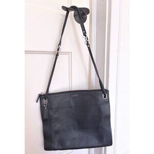Coach Pebbled Leather Flat Crossbody in Rich Black